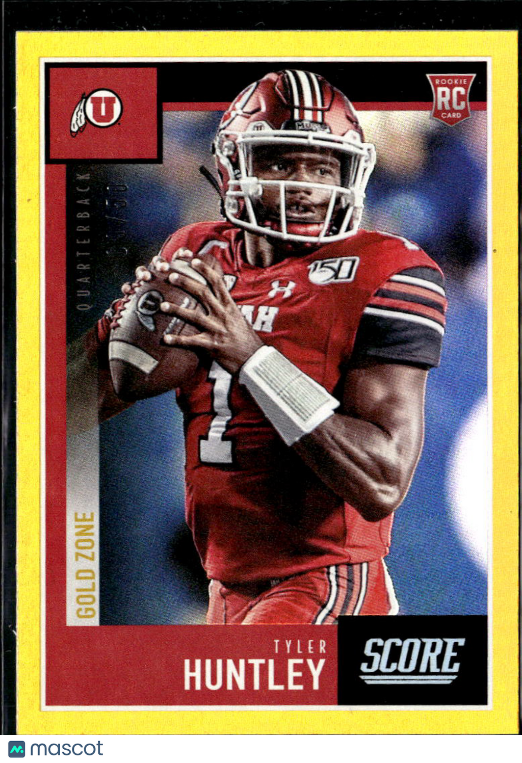 Tyler Huntley 2020 Score GOLD Zone RC Rookie RC 9/50 Utah Utes