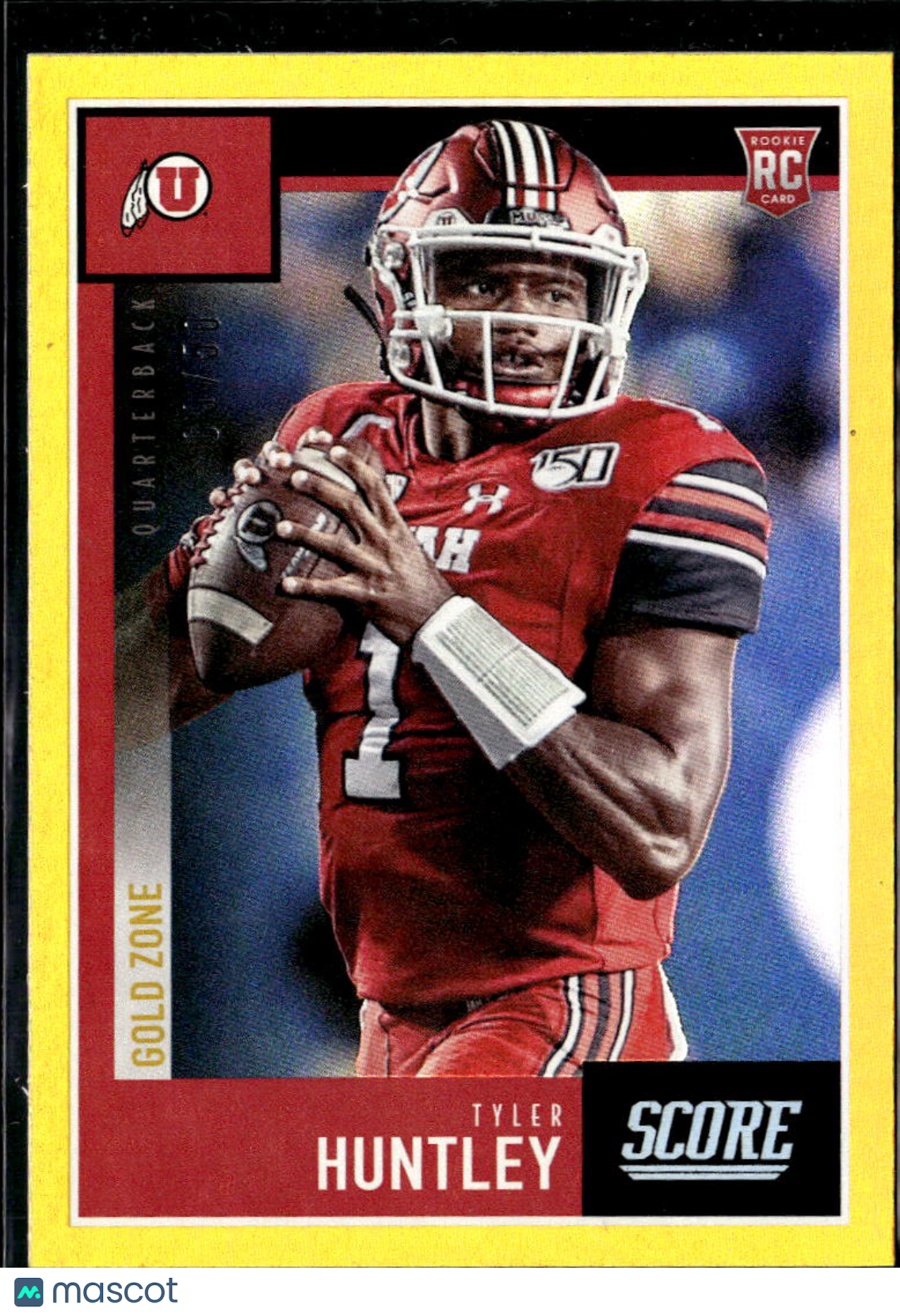 Tyler Huntley 2020 Score GOLD Zone RC Rookie RC 9/50 Utah Utes
