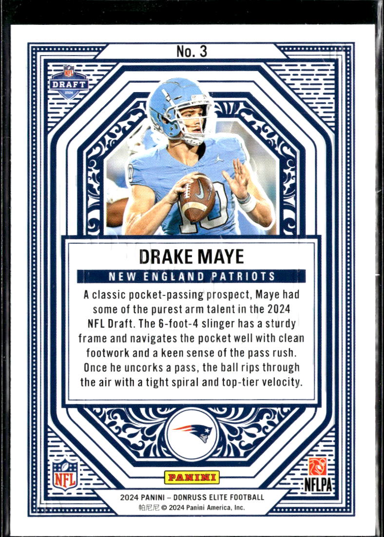Drake Maye 2024 Elite Rookie on Deck RC North Carolina New England Patriots