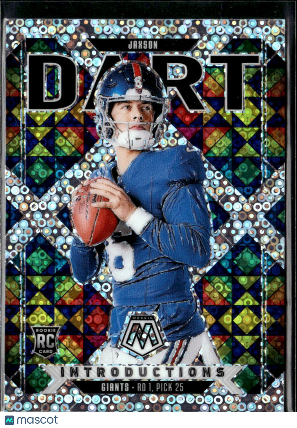 Jaxson Dart 2025 Mosaic Disco Prizm Introductions Rookie RC New York Giants
