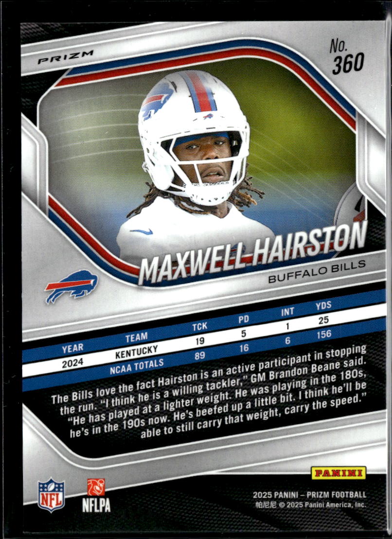 Maxwell Hairston 2025 Prizm Black White Checkerboard SSP Rookie RC Buffalo Bills
