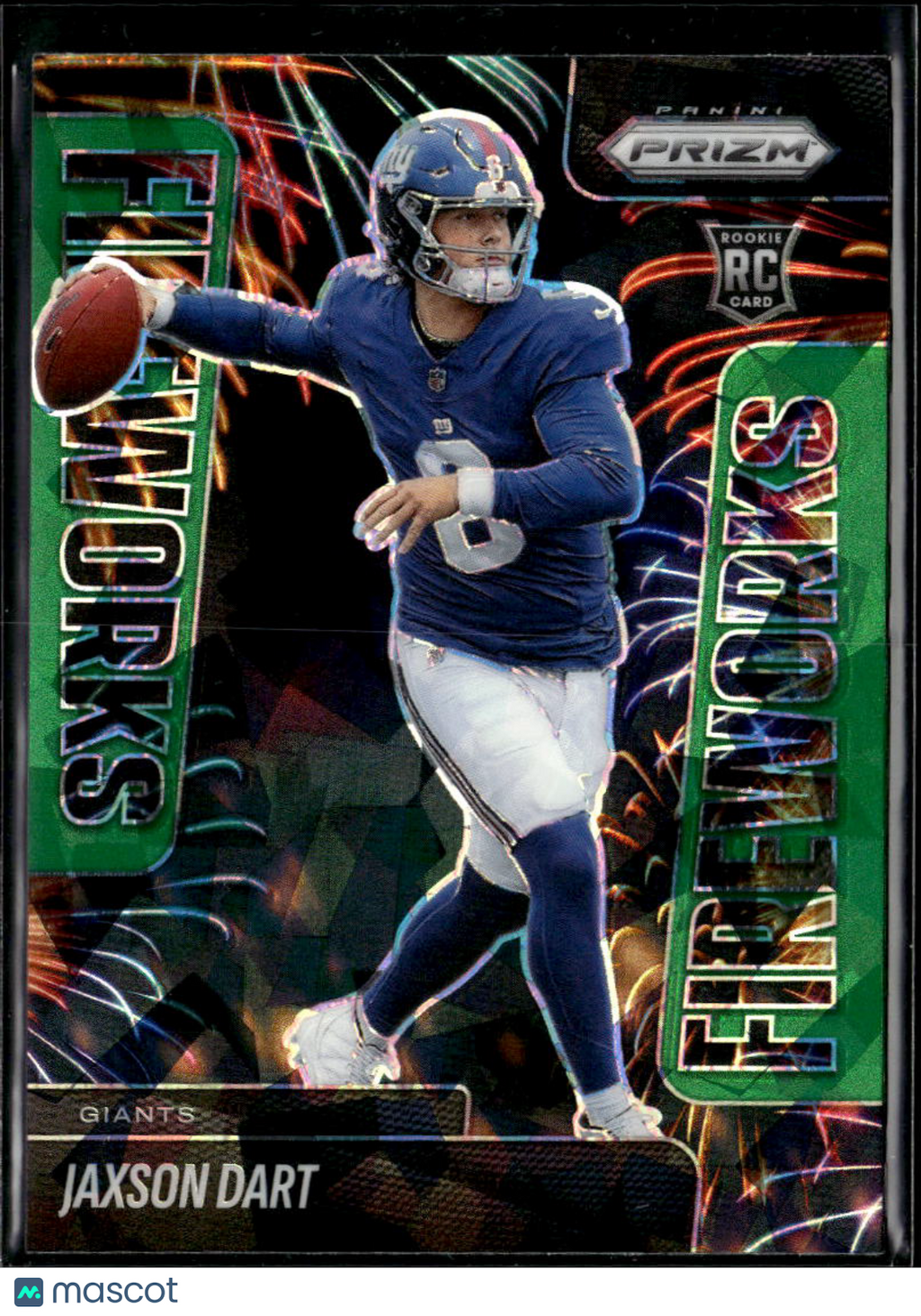 Jaxson Dart 2025 Prizm Fireworks Green Ice Prizm Rookie RC New York Giants