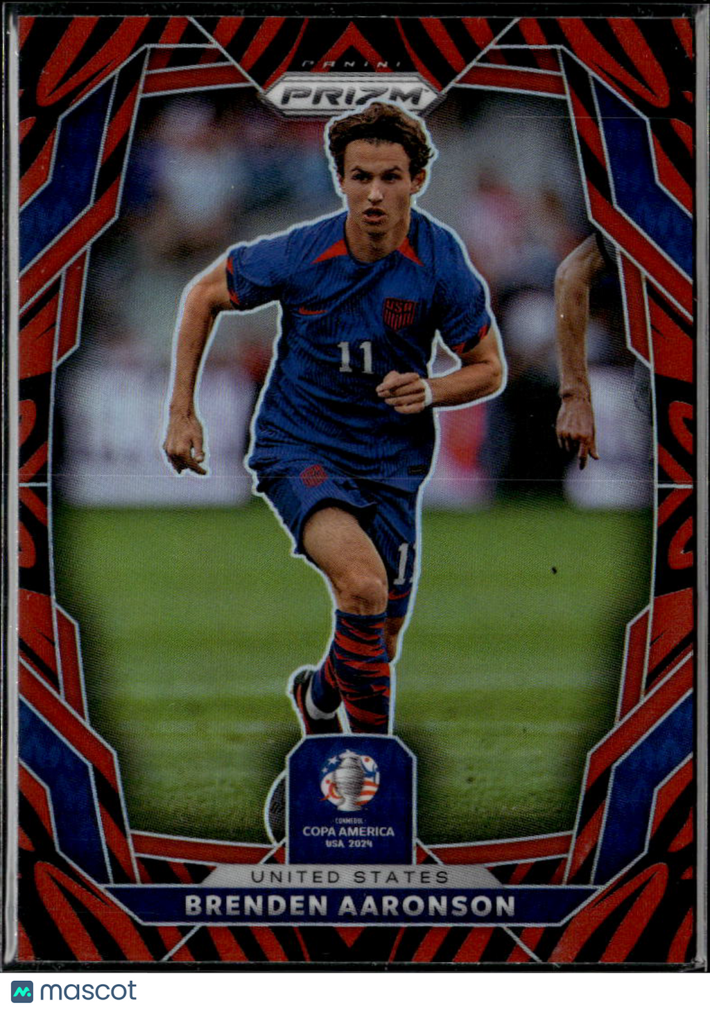 Brenden Aaronson 2024 Prizm Copa America RC Tiger Stripe Prizm SSP United States