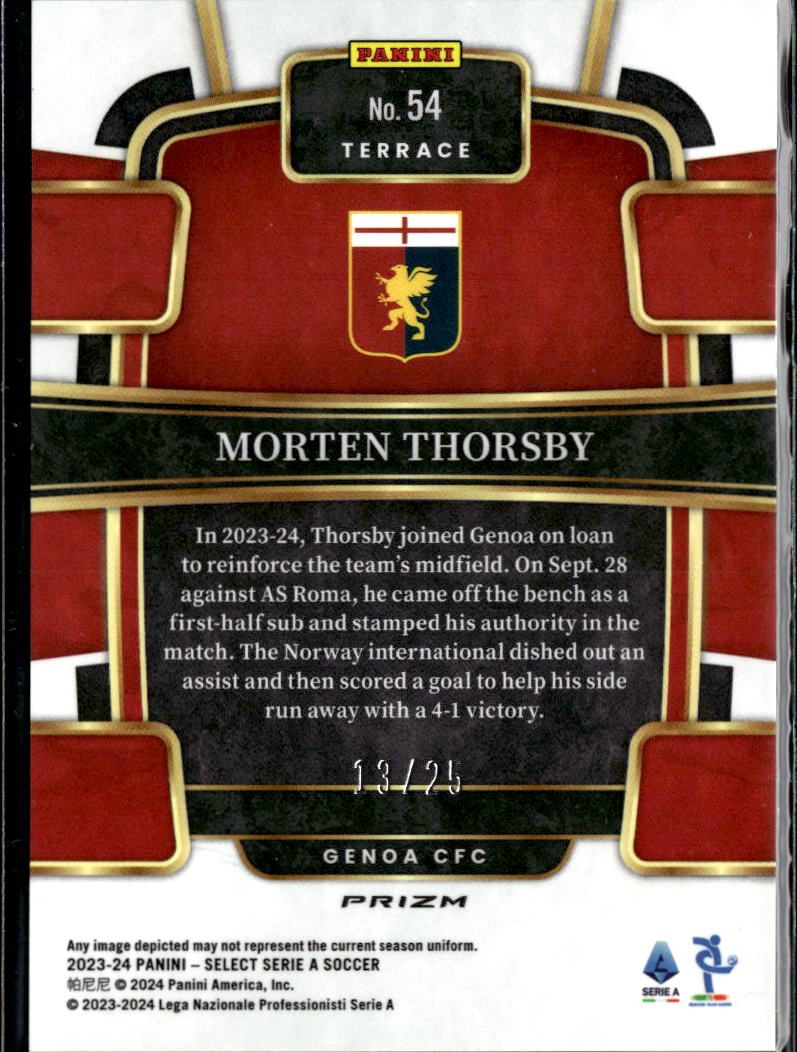 Morten Thorsby 2024 Select Serie A Soccer Terrace Tie-Dye Prizm 13/25 Genoa CFC