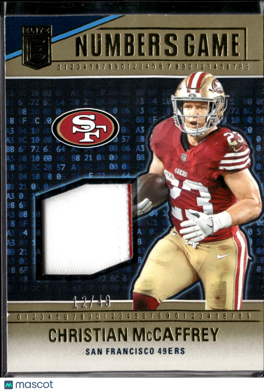 Christian McCaffrey 2024 Elite Numbers Jersey Patch 12/49 San Francisco 49ers