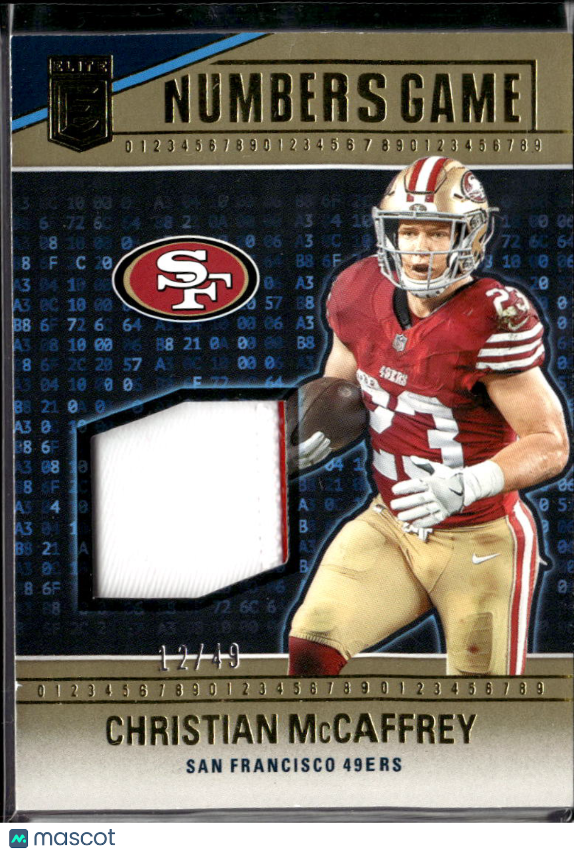 Christian McCaffrey 2024 Elite Numbers Jersey Patch 12/49 San Francisco 49ers