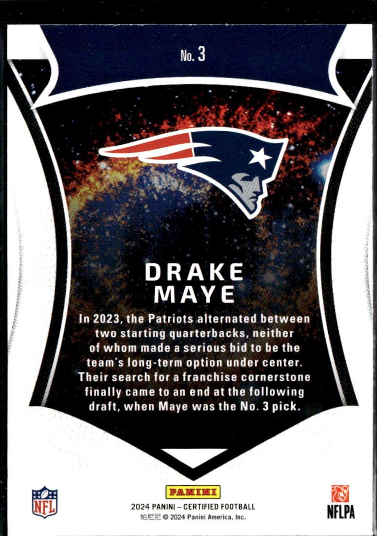 Drake Maye 2024 Certified Certified Rookies RC New England Patriots