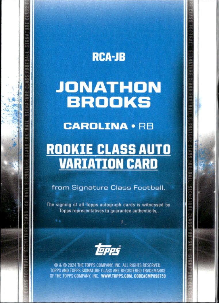 Jonathon Brooks 2024 Topps Signature Class Auto Autograph RC 35/100 Panthers