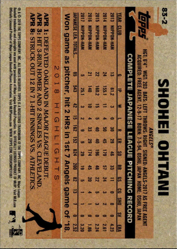 Shohei Ohtani 2018 Topps 35th Anniversary RC Los Angeles Angels