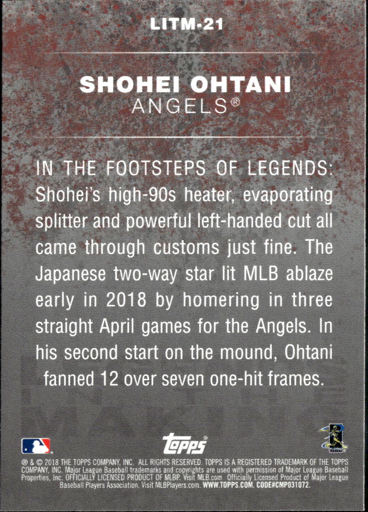 Shohei Ohtani 2018 Topps Legends in the Making RC Rookie #21 Los Angeles Angels