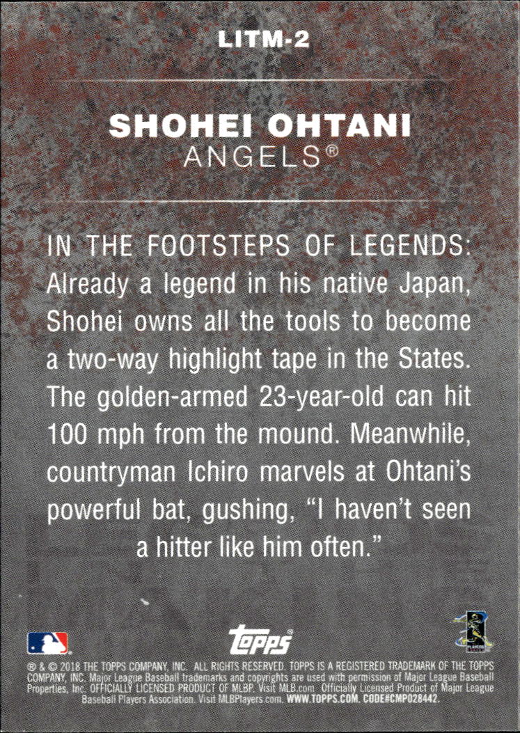 Shohei Ohtani 2018 Topps Legends in the Making RC Rookie #2 Los Angeles Angels