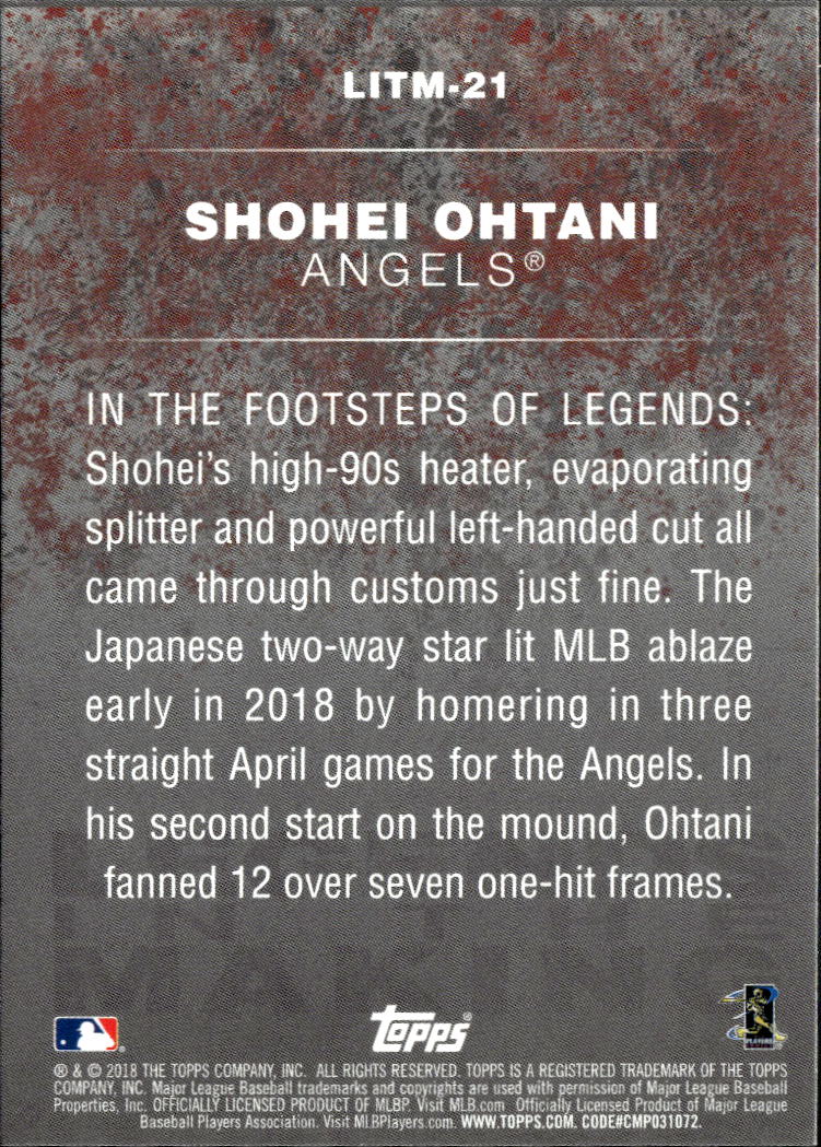 Shohei Ohtani 2018 Topps Legends in the Making RC Rookie #21 Los Angeles Angels
