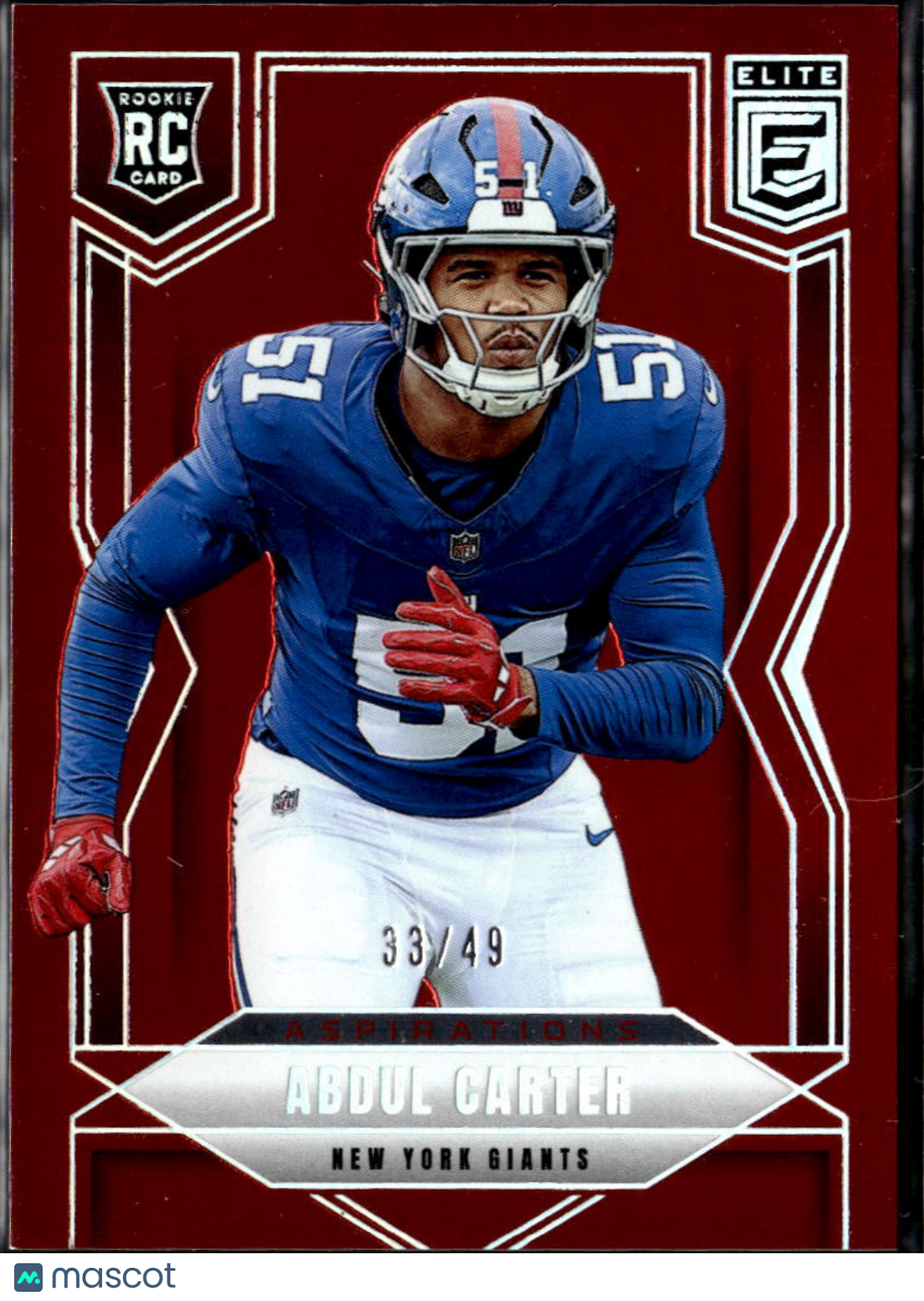 Abdul Carter 2025 Elite Red Aspirations RC Rookie 33/49 New York Giants