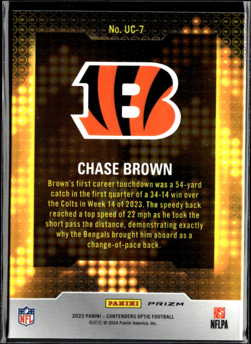 Chase Brown 2023 Contenders Optic Up and Coming CASE HIT RC Cincinnati Bengals