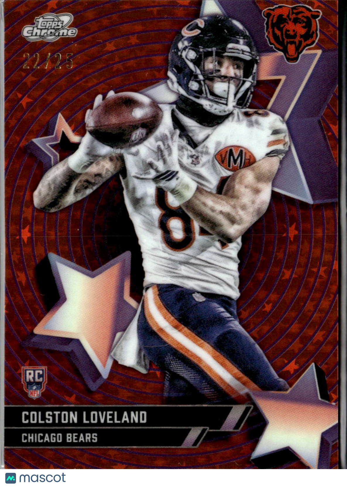 Colston Loveland 2025 Topps Chrome Star Factor Orange Refractor RC 22/25 Bears