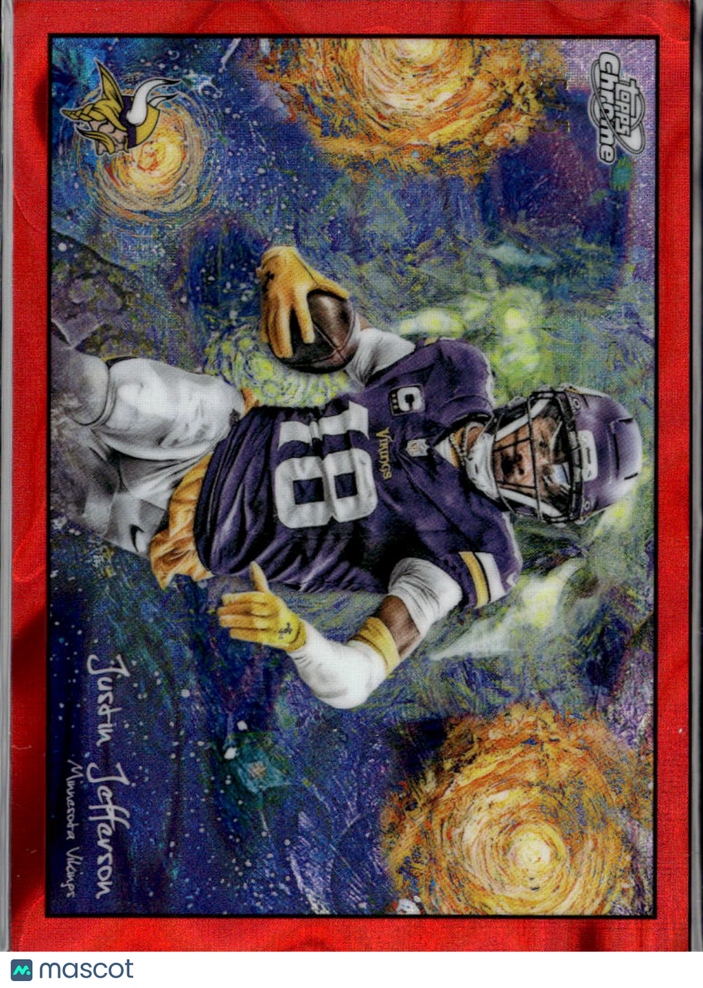 Justin Jefferson 2025 Topps Chrome Cosmic Starry Night RED Refractor 5/5 Vikings