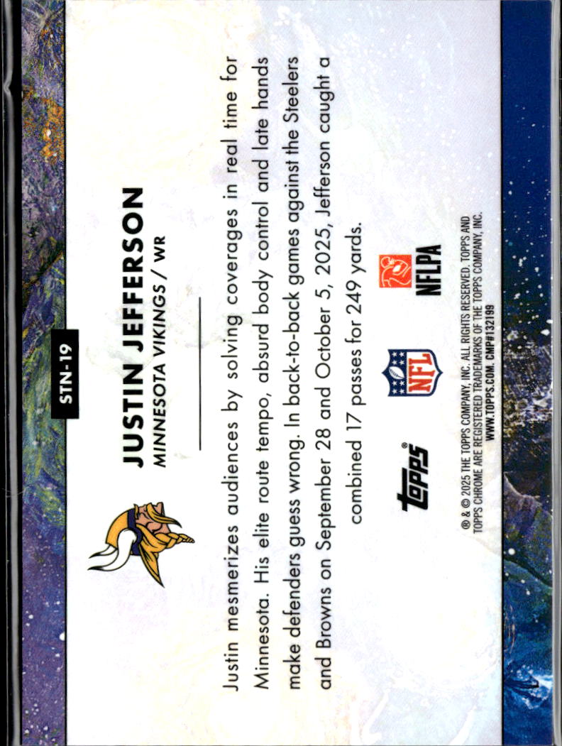 Justin Jefferson 2025 Topps Chrome Cosmic Starry Night RED Refractor 5/5 Vikings