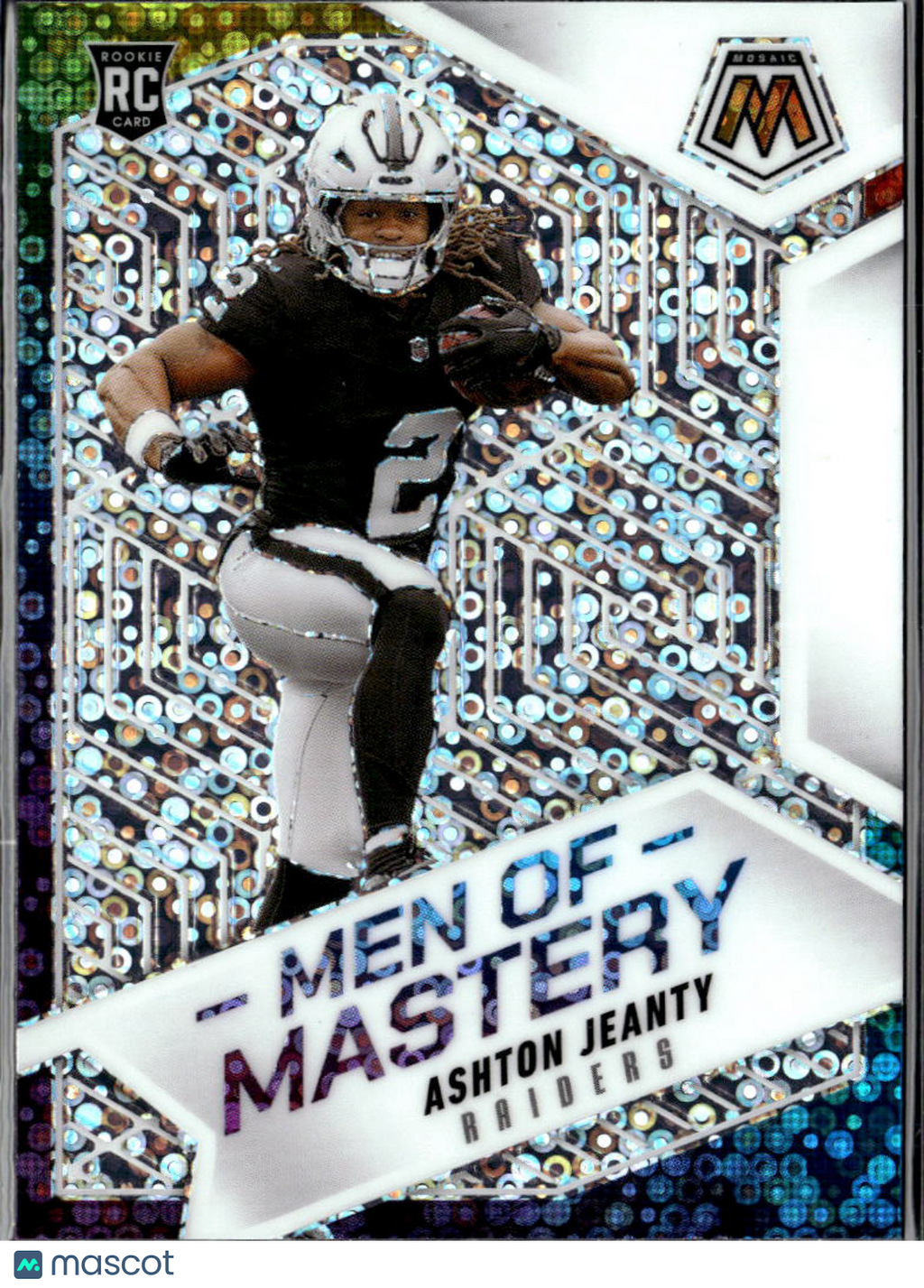 Ashton Jeanty 2025  Mosaic Men of Mastery Disco Prizm Rookie Las Vegas Raiders