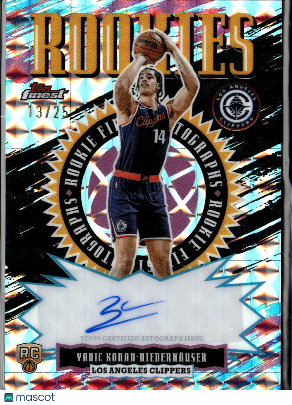 Yanic Konan-Niederhauser 2026 Topps Finest Auto Autograph RC 13/25 Clippers