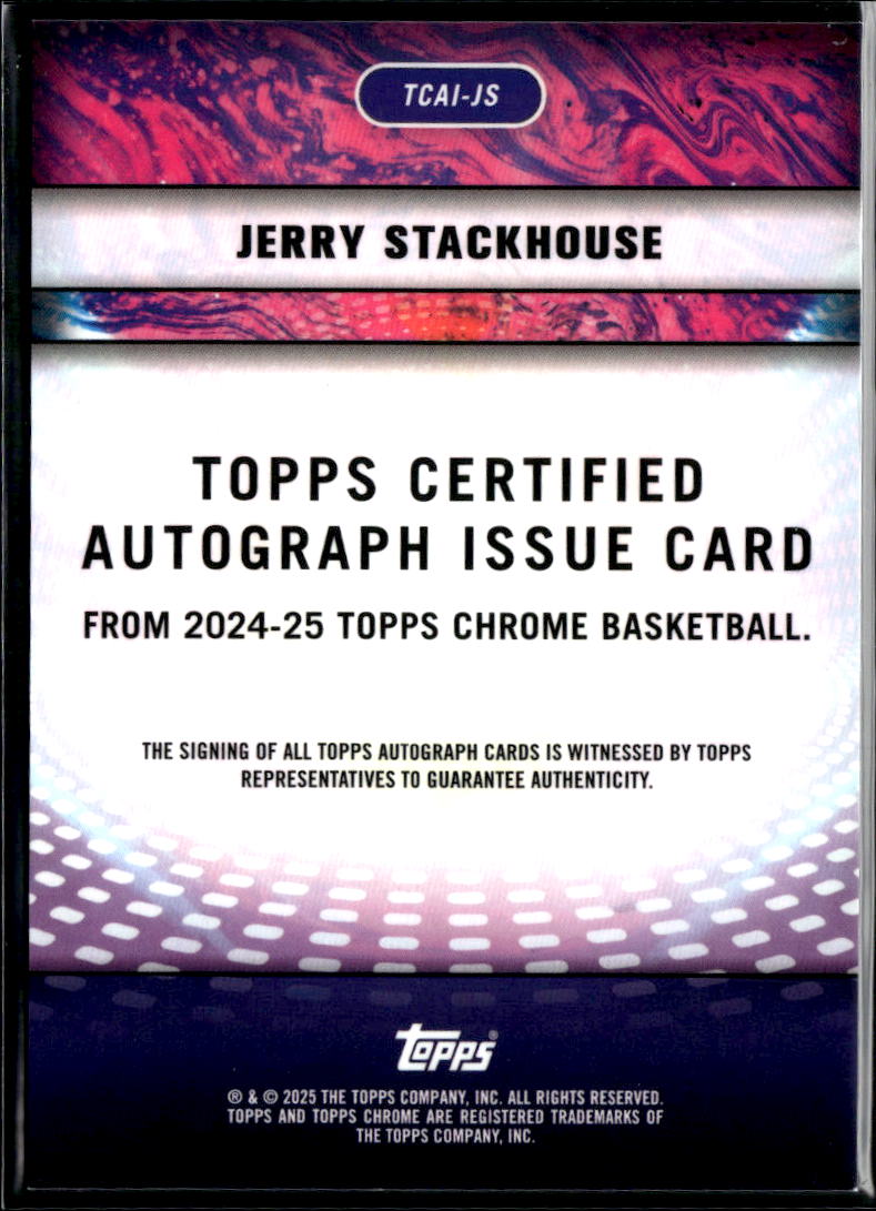 Jerry Stackhouse 2024 Topps Chrome Basketball Auto Dallas Mavericks