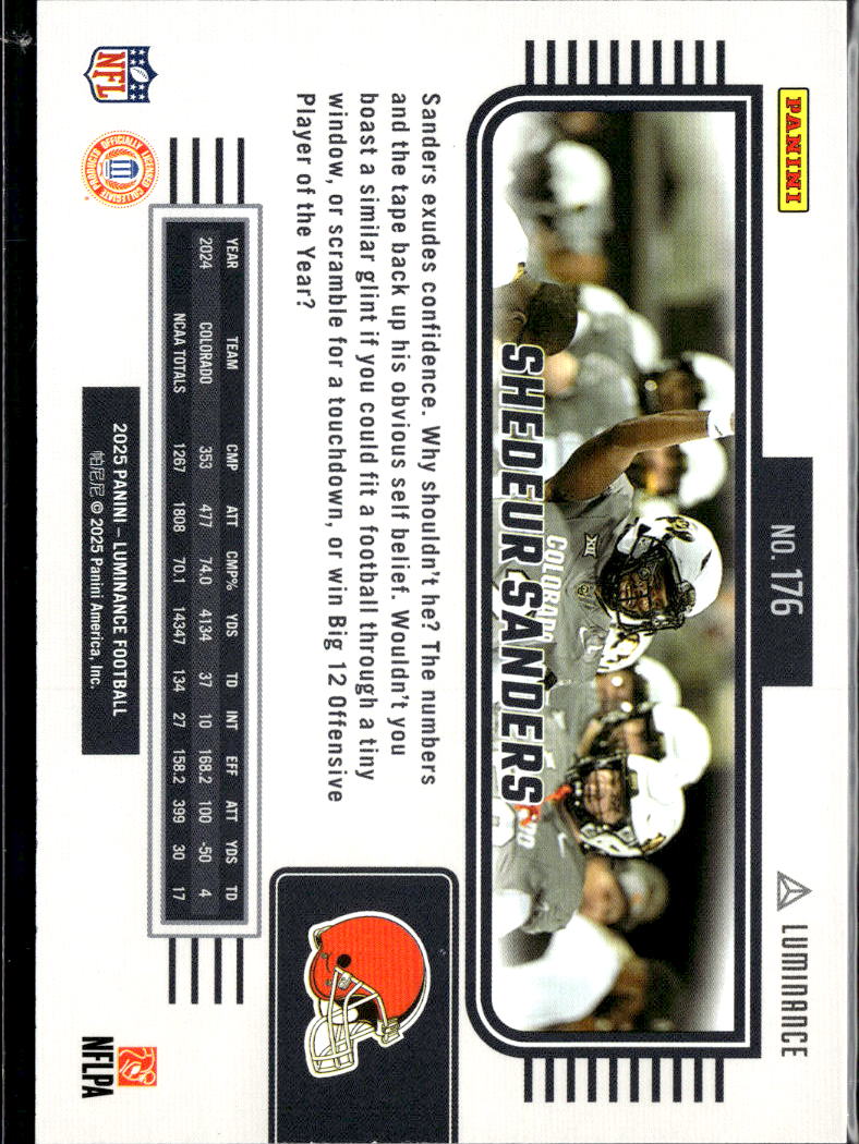 Shedeur Sanders 2025 Luminance Black Rookie RC 39/75 Colorado Buffaloes