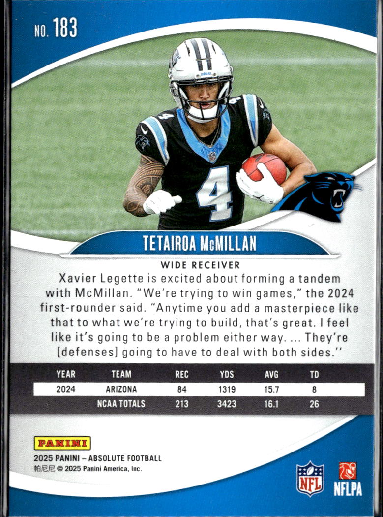 Tetairoa McMillan 2025 Absolute Red White Blue Kaleidoscope SSP RC Panthers