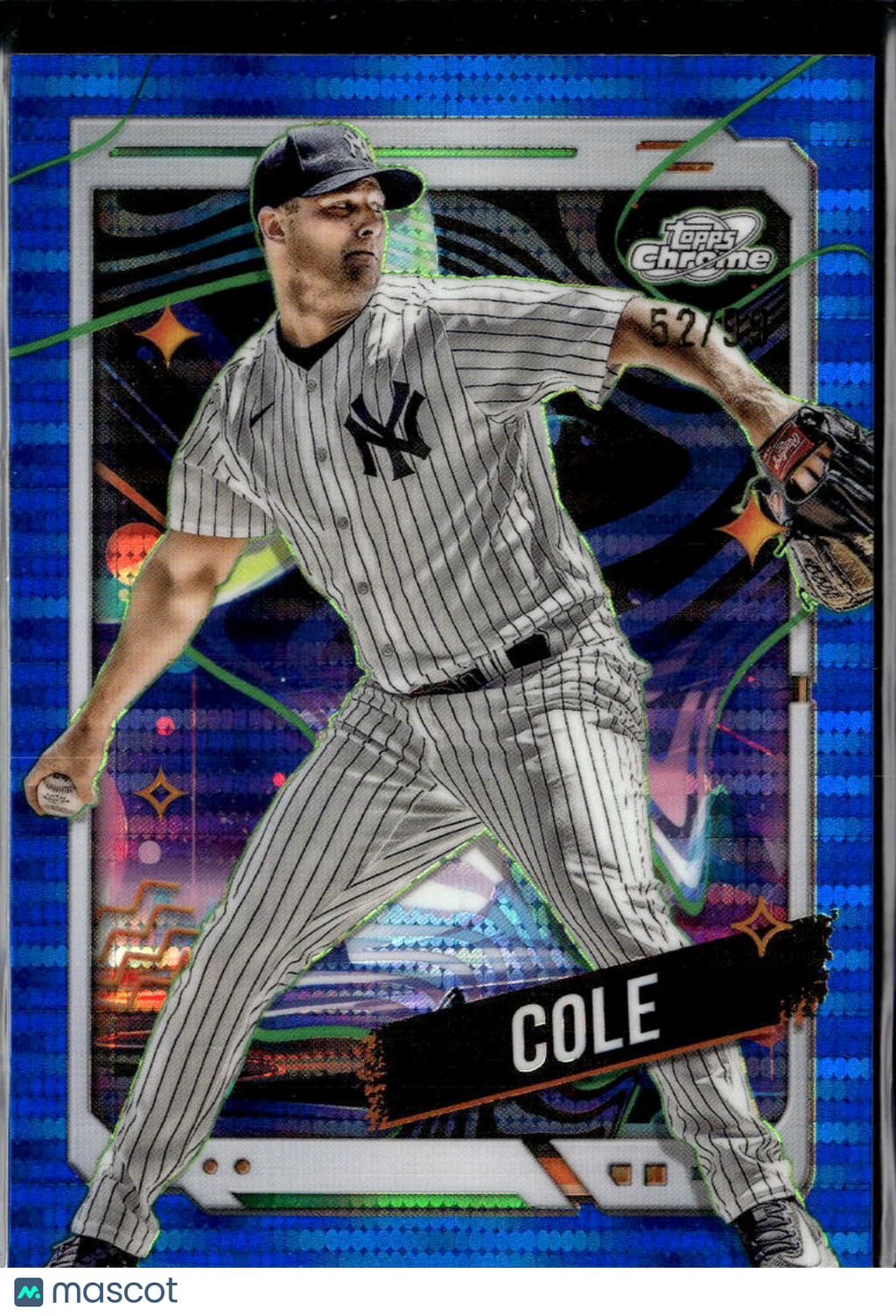 Gerrit Cole 2024 Topps Chrome Cosmic Blue Moon 52/99 New York Yankees