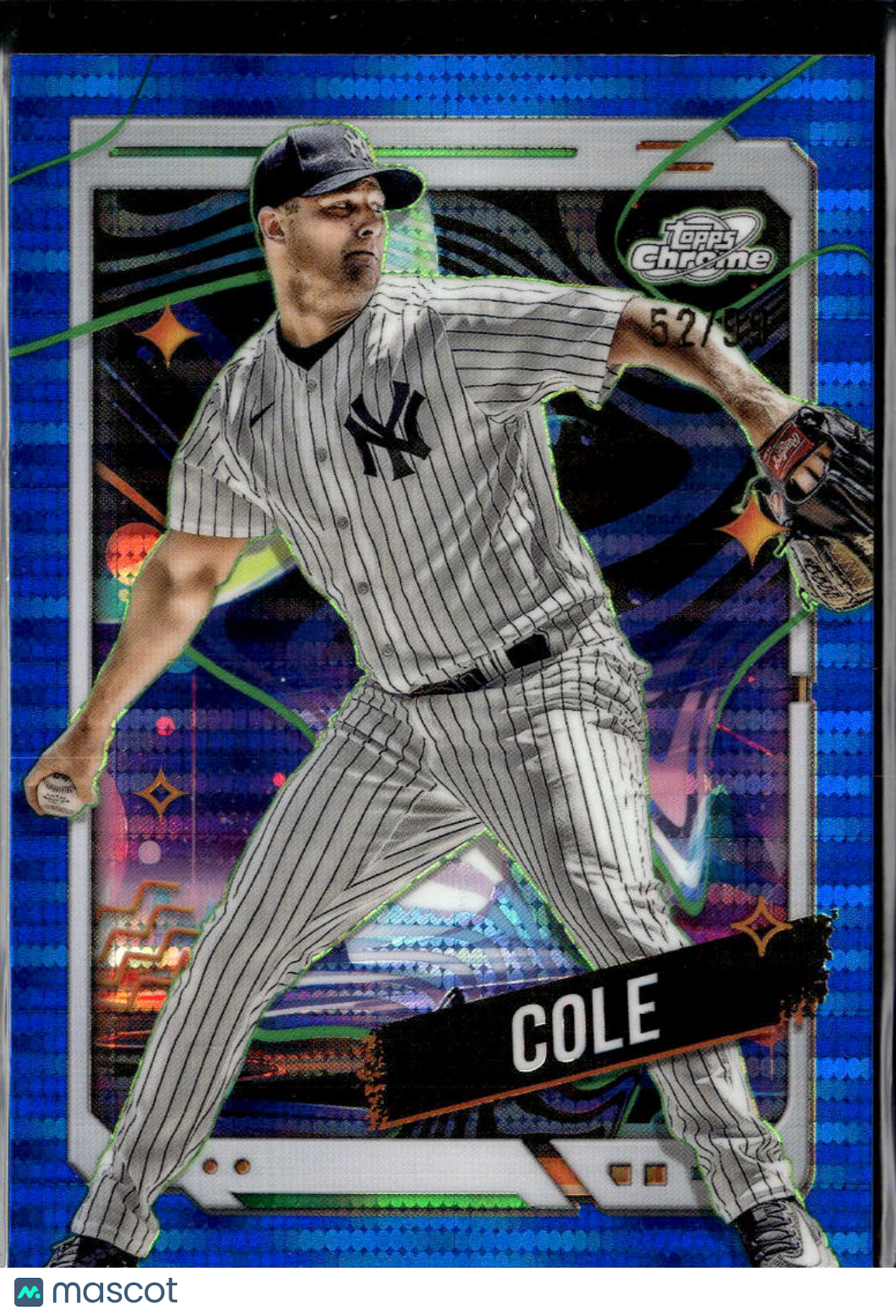 Gerrit Cole 2024 Topps Chrome Cosmic Blue Moon 52/99 New York Yankees