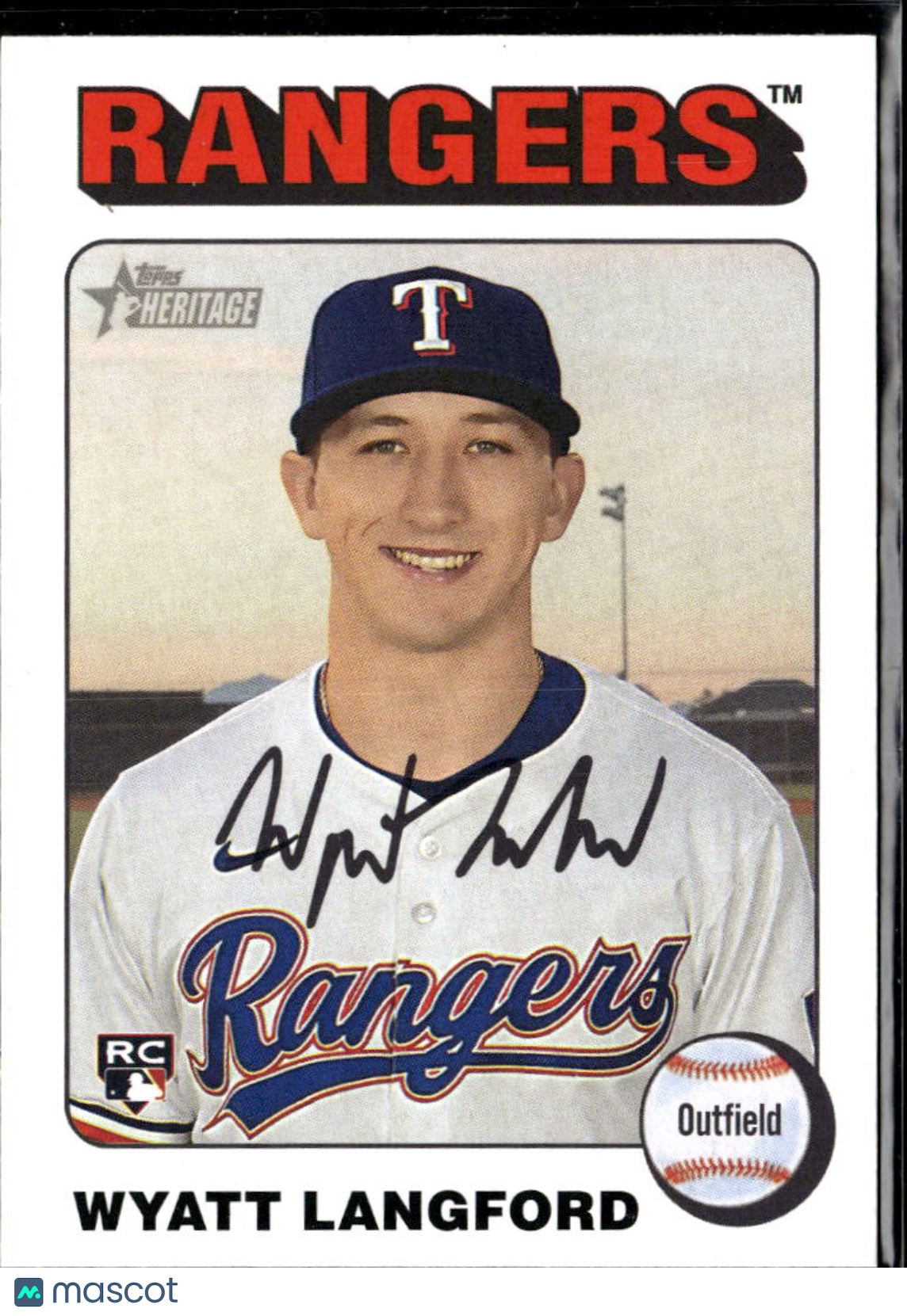 Wyatt Langford 2024 Topps Heritage White SSP Rookie RC Texas Rangers