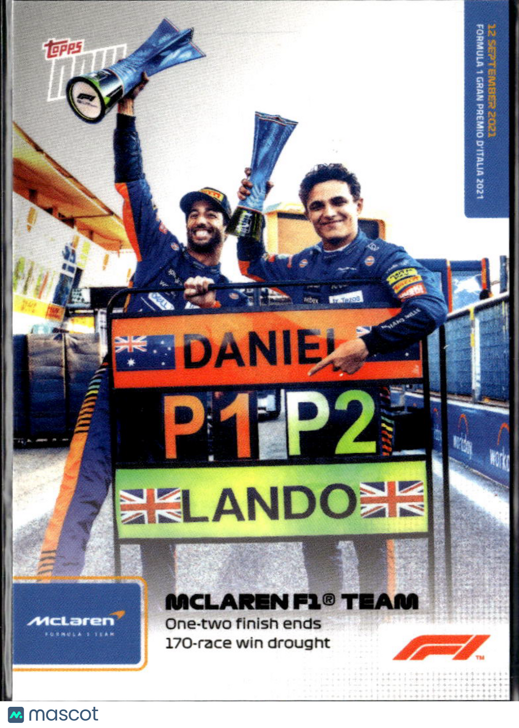 Daniel Ricciardo Lando Norris 2021 Topps Now Formula 1 McLaren #052
