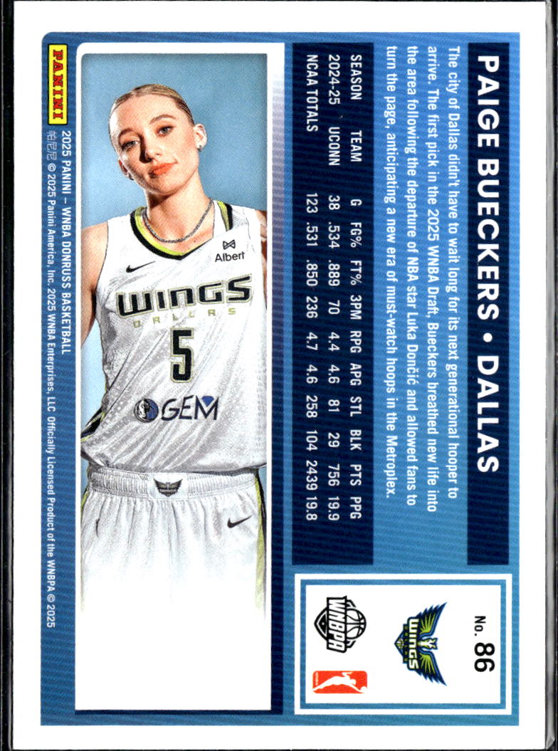 Paige Bueckers 2025 Panini Donruss Dallas Wings