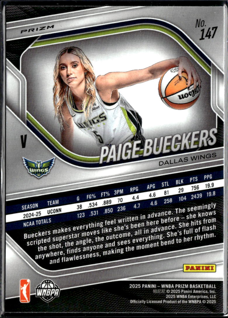 Paige Bueckers 2025 Prizm Variation Ice Prizm Rookie RC #147 Dallas Wings