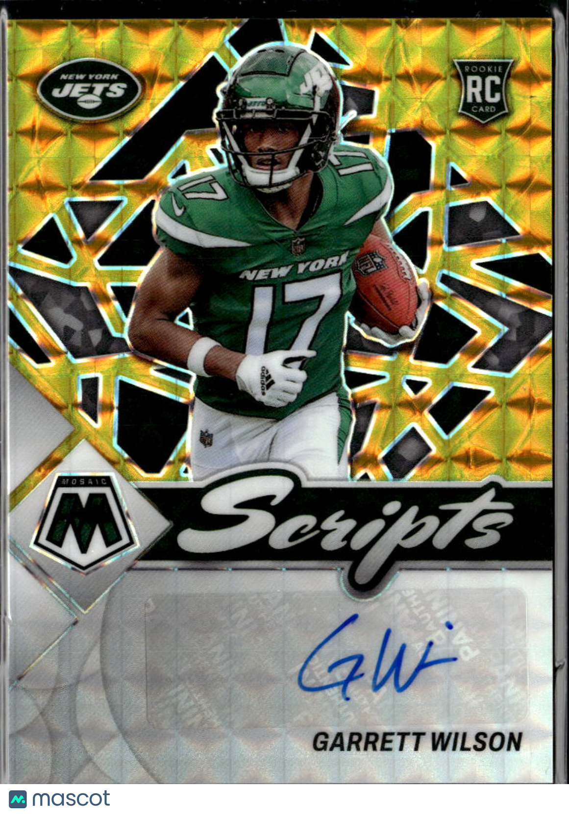 Garrett Wilson 2022 Mosaic Scripts GOLD Auto Autograph RC 2/10 New York Jets