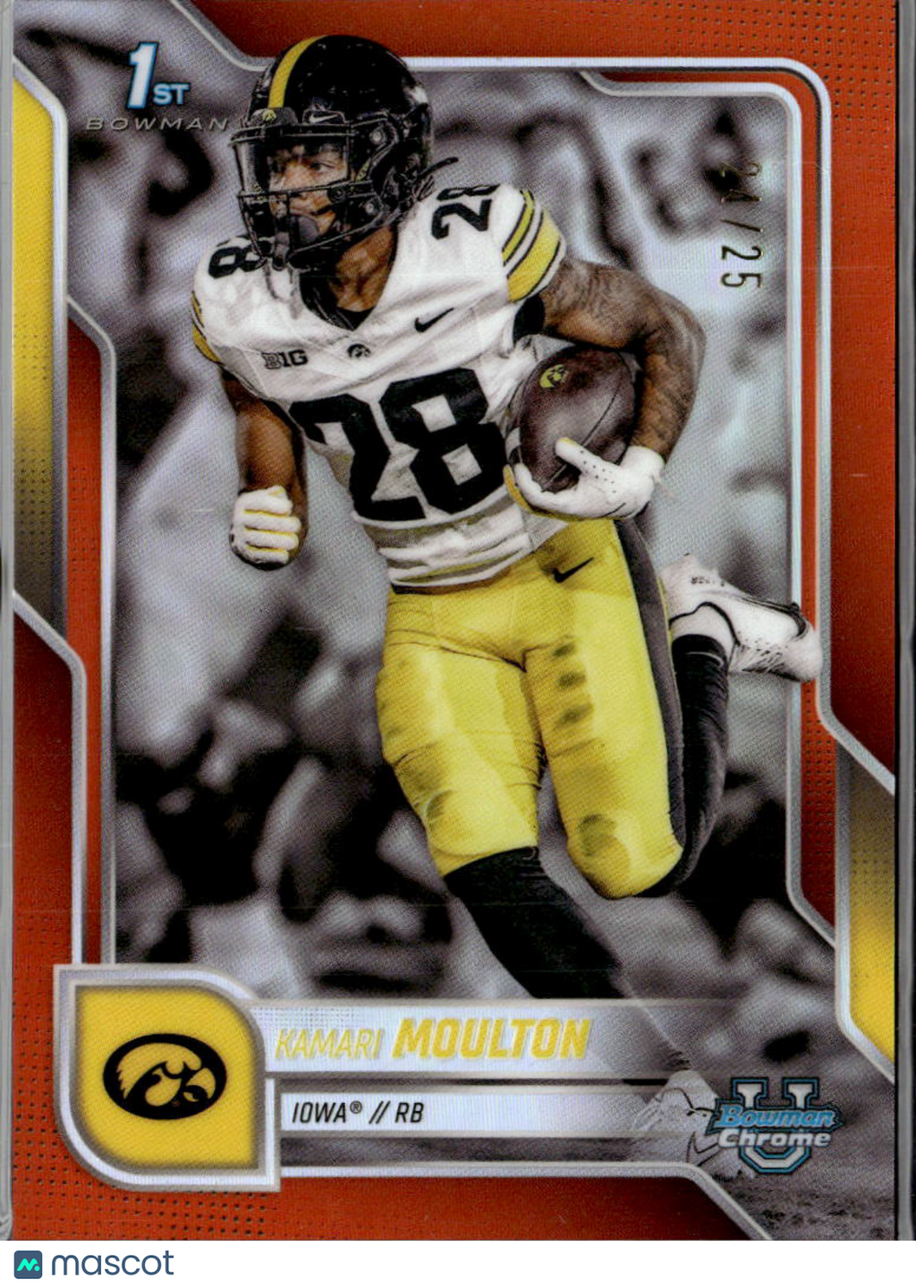 Kamari Moulton 2024 Bowman Chrome 1st Orange Refractor RC 24/25 Iowa Hawkeyes