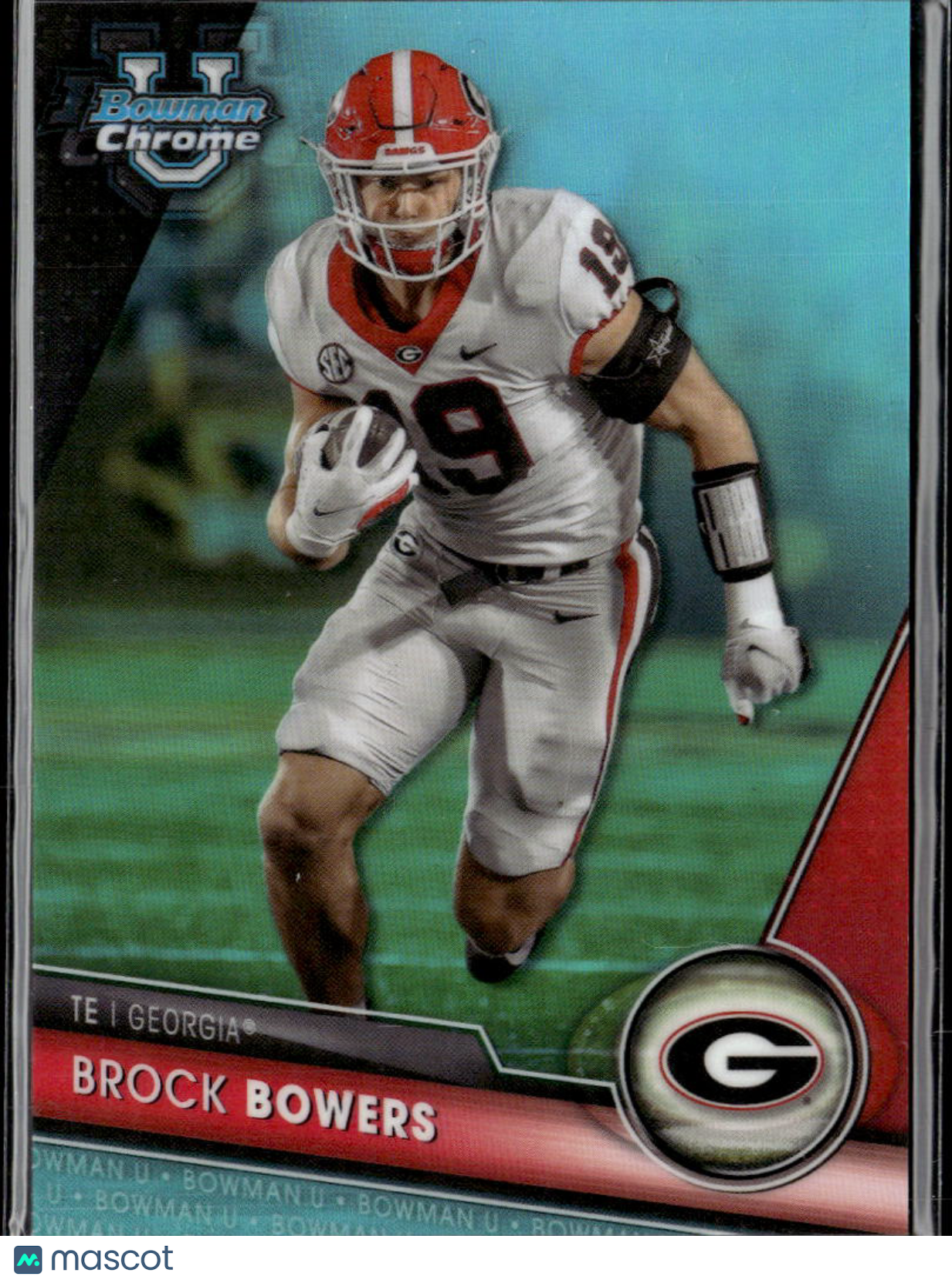 Brock Bowers 2023 Bowman Chrome Aqua Refractor RC 214/299 Georgia Bulldogs