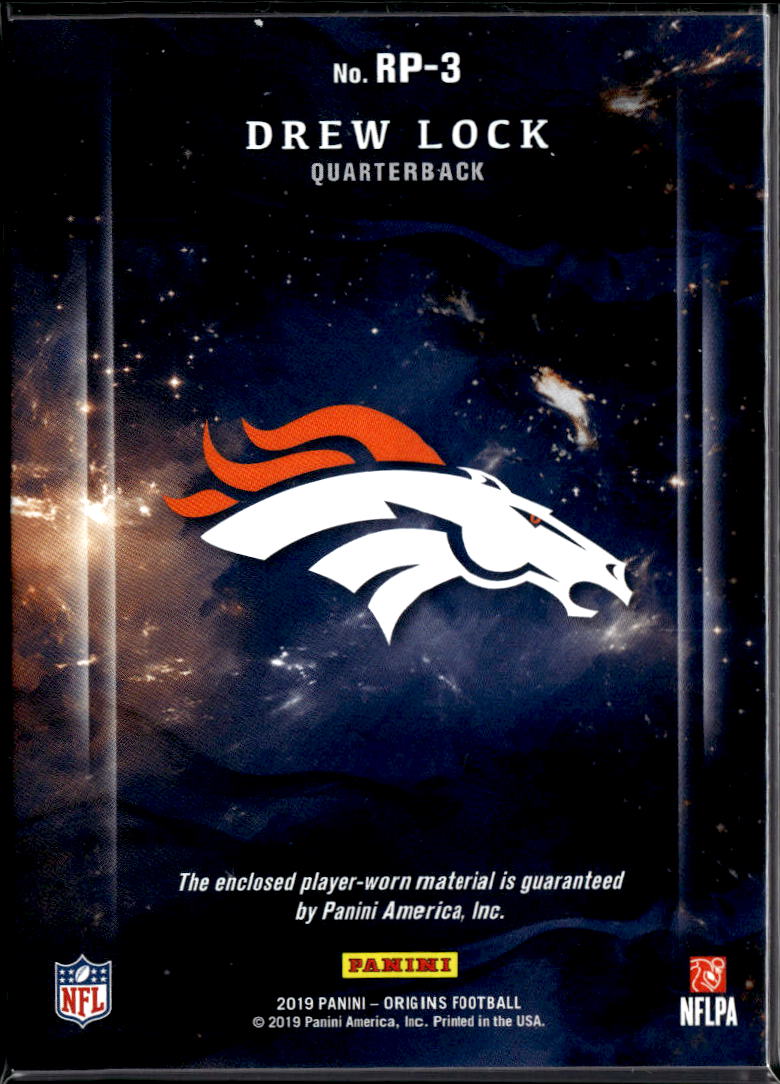 Drew Lock 2019 Origins Jersey Patch JERSEY NUMBER RC 3/199 Denver Broncos