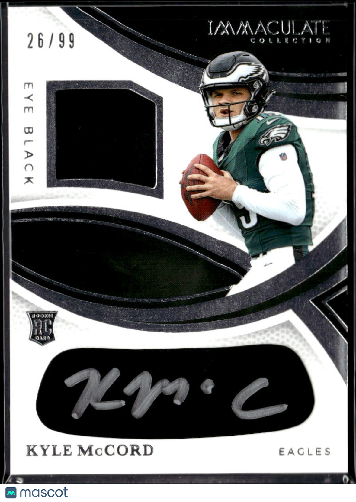 Kyle McCord 2025 Immaculate Eye Black Auto Autograph Patch 26/99 Eagles