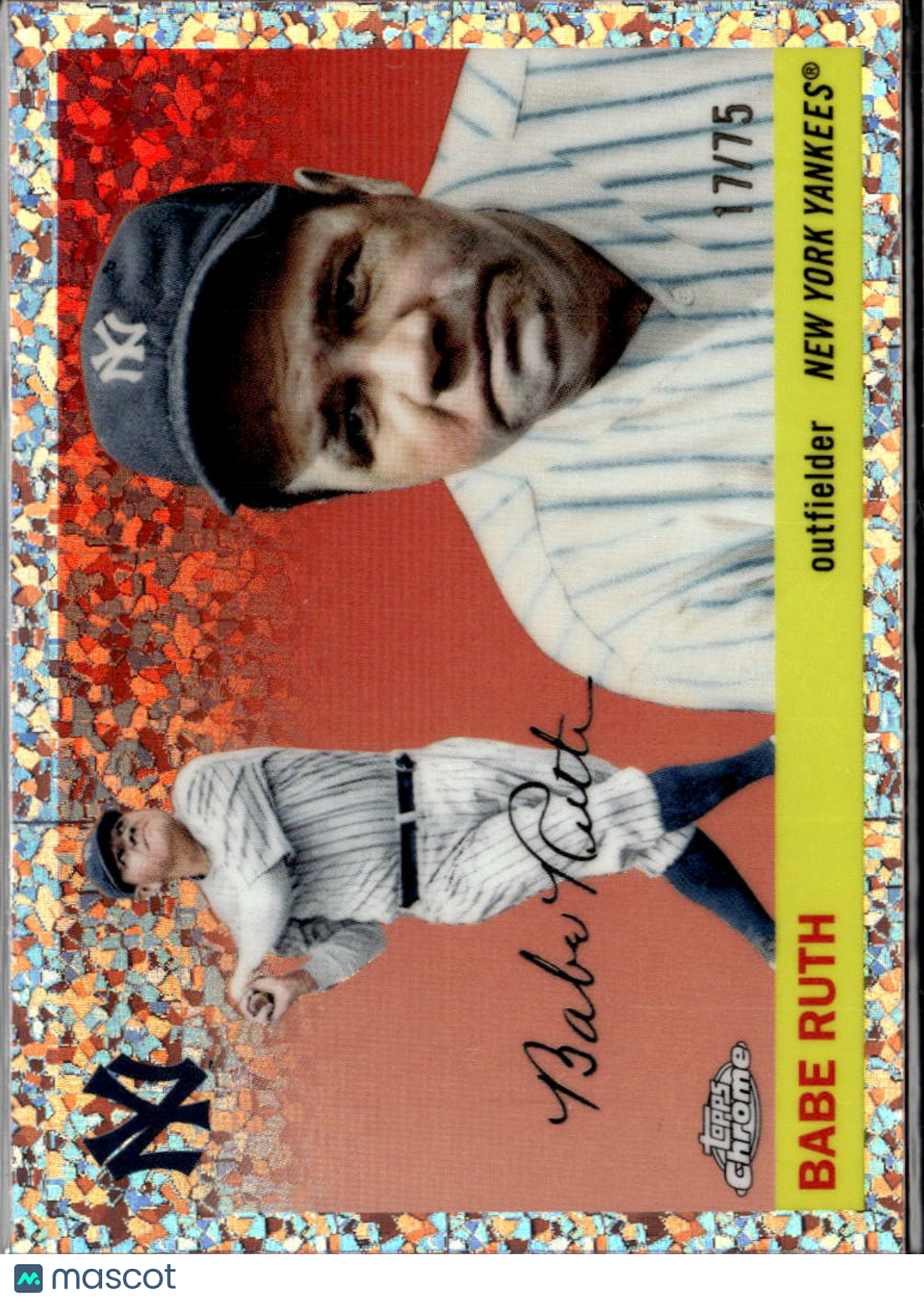 Babe Ruth 2025 Topps Chrome Platinum Rose Gold Refractor 17/75 New York Yankees