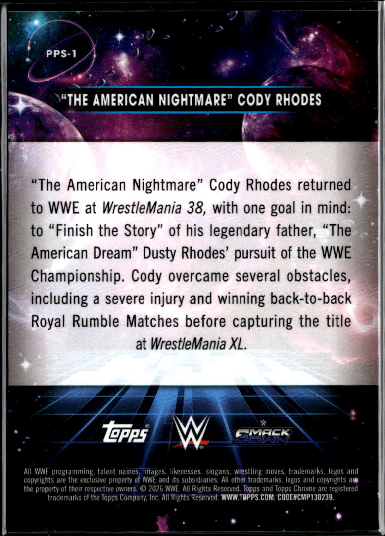Cody Rhodes 2026 Topps Chrome Cosmic WWE Planetary Pursuit Sun CASE HIT