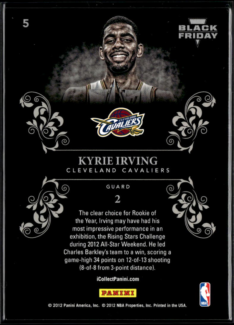 Kyrie Irving 2012 Panini Black Friday Rookie Card RC #5 Cleveland Cavaliers