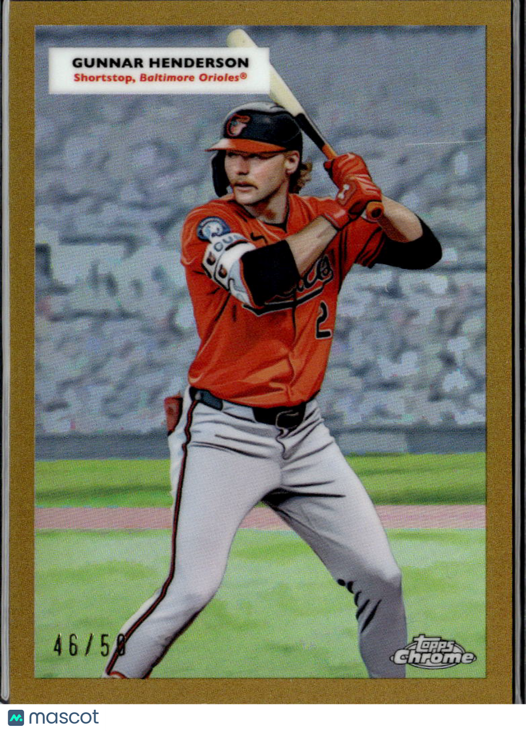Gunnar Henderson / Cal Ripken Jr. 2025 Topps Chrome GOLD Refractor 46/50 Orioles