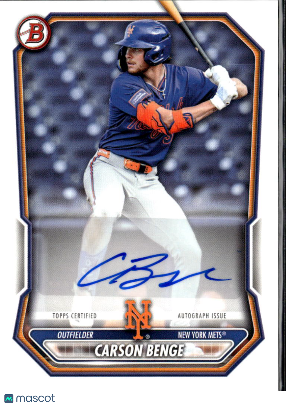 Carson Benge 2026 Bowman Auto Autograph New York Mets