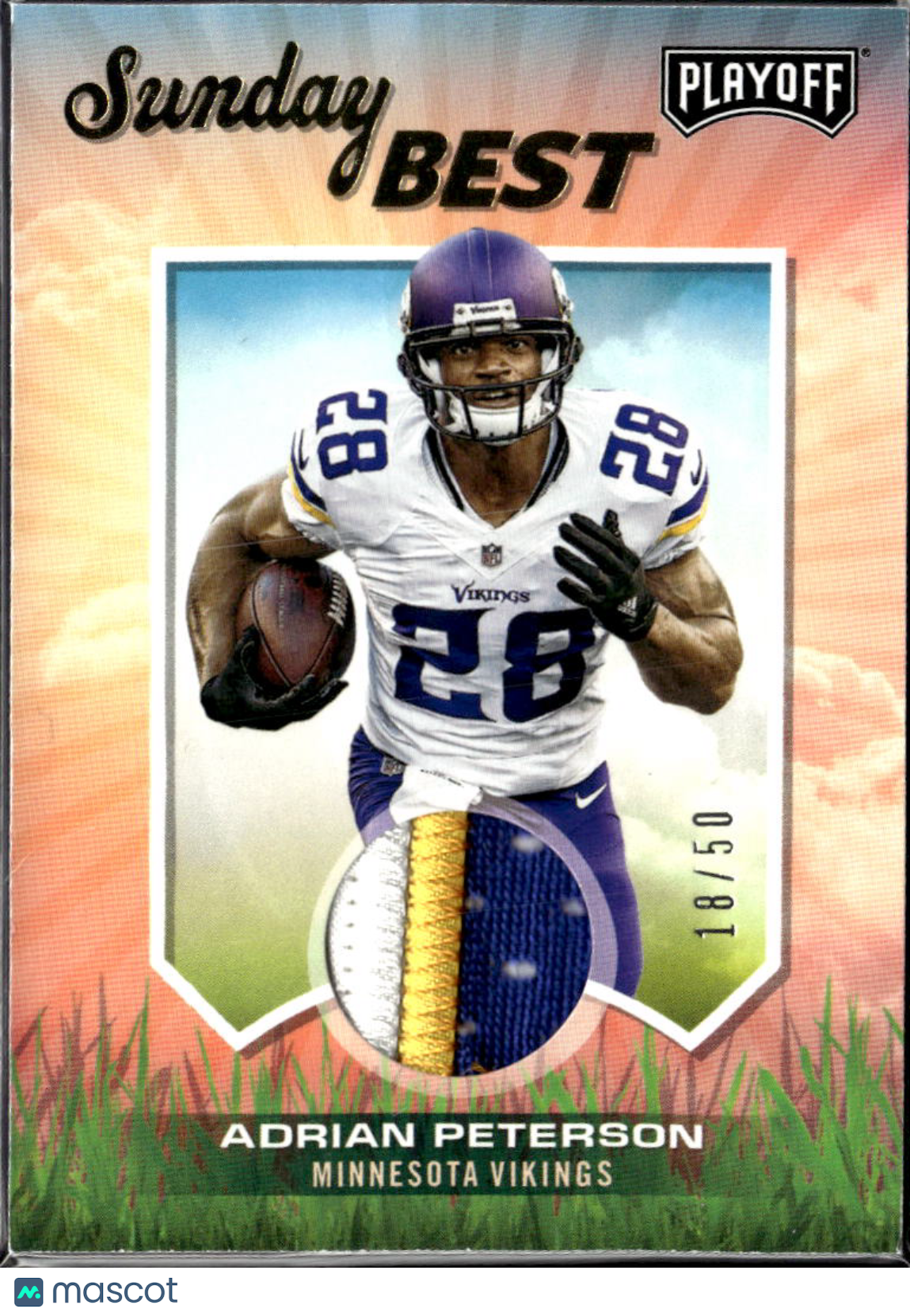 Adrian Peterson 2021 Playoff Sunday Best 3 Color Patch 18/50 Minnesota Vikings