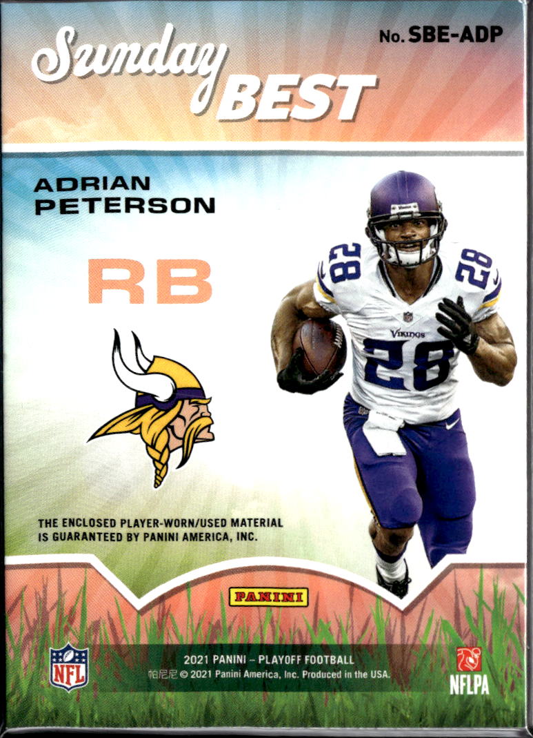 Adrian Peterson 2021 Playoff Sunday Best 3 Color Patch 18/50 Minnesota Vikings