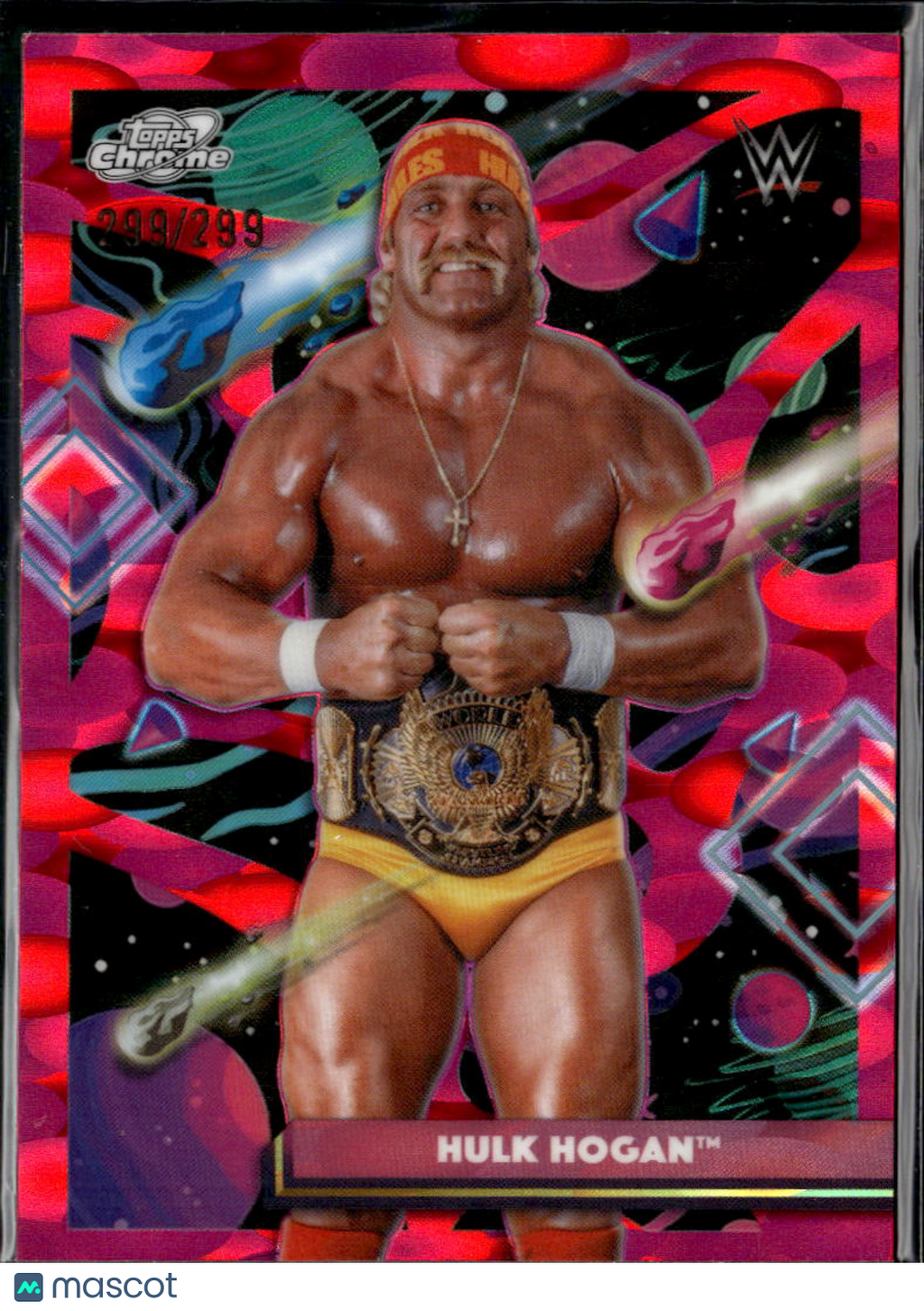 Hulk Hogan 2026 Topps Chrome Cosmic WWE Pink Refractor 299/299