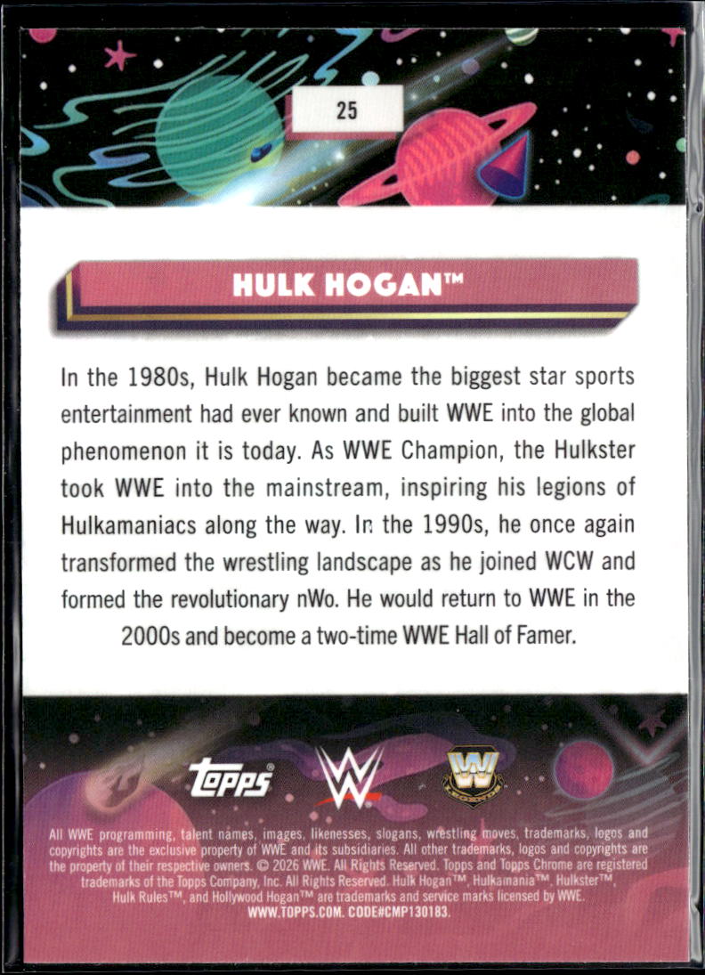 Hulk Hogan 2026 Topps Chrome Cosmic WWE Pink Refractor 299/299