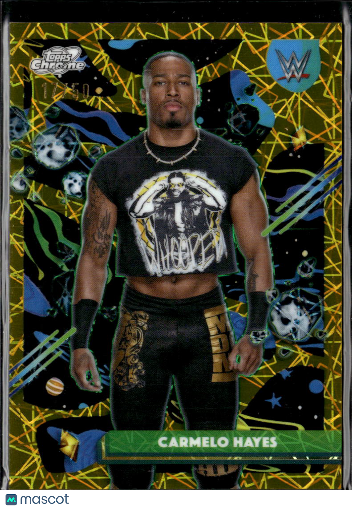 Carmelo Hayes 2026 Topps Chrome Cosmic WWE GOLD Refractor 17/50 #166