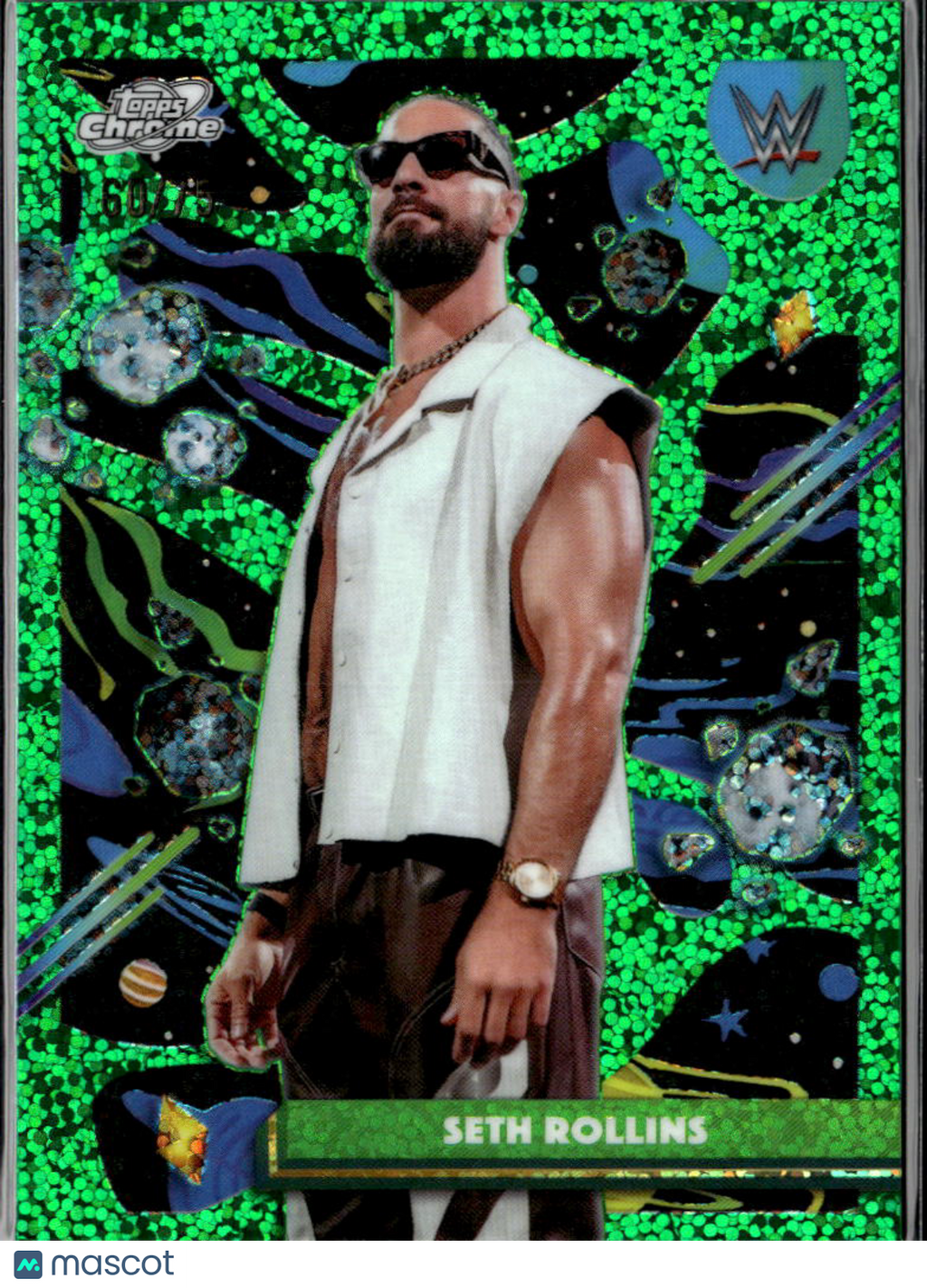 Seth Rollins 2026 Topps Chrome Cosmic WWE Green Speckle Refractor 60/75