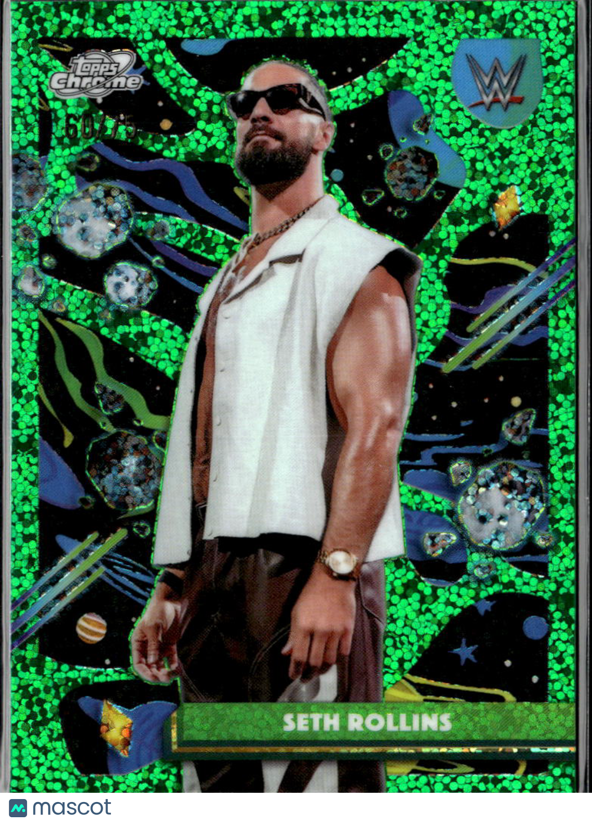 Seth Rollins 2026 Topps Chrome Cosmic WWE Green Speckle Refractor 60/75