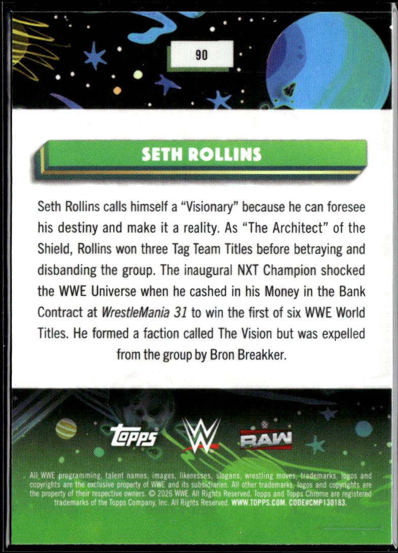 Seth Rollins 2026 Topps Chrome Cosmic WWE Green Speckle Refractor 60/75